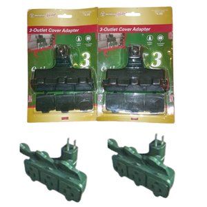 2 Westinghouse 3-Outlet Grounded Adapter with Covers Outdoor Use Holiday